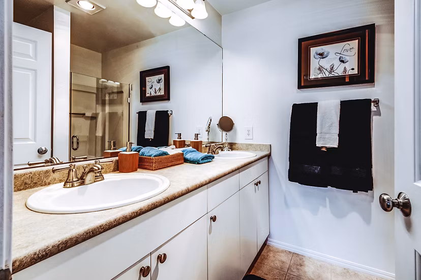 Modern bathroom with chic fixtures at Bella Vista Apartments, perfect for luxury living in Greystar's community