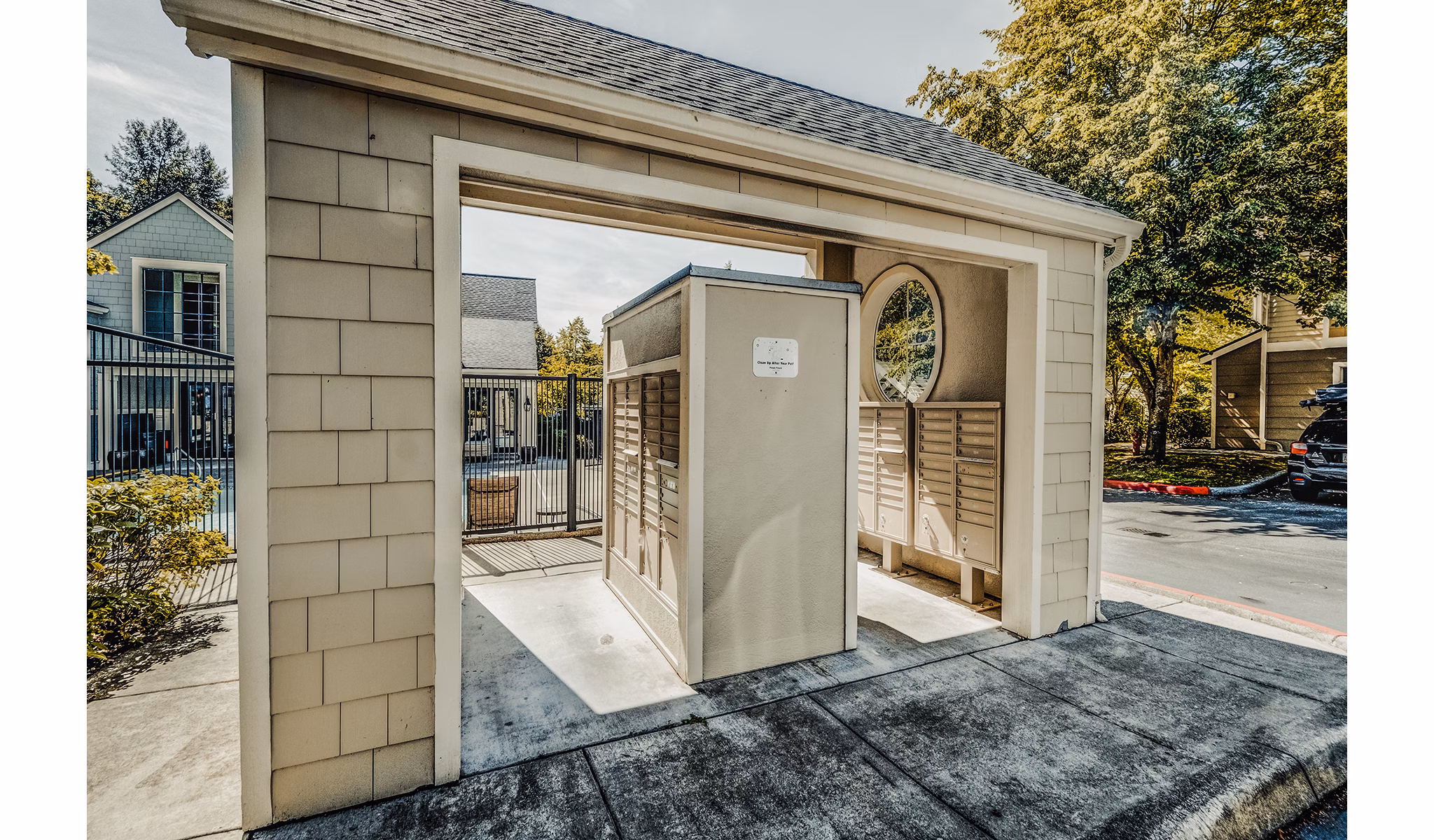 Mail room with sleek design at Bella Vista Apartments