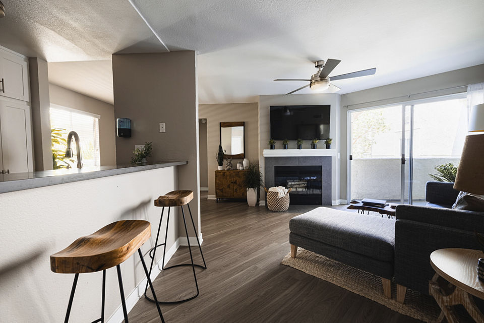 living room at Axiom La Jolla Apartments 