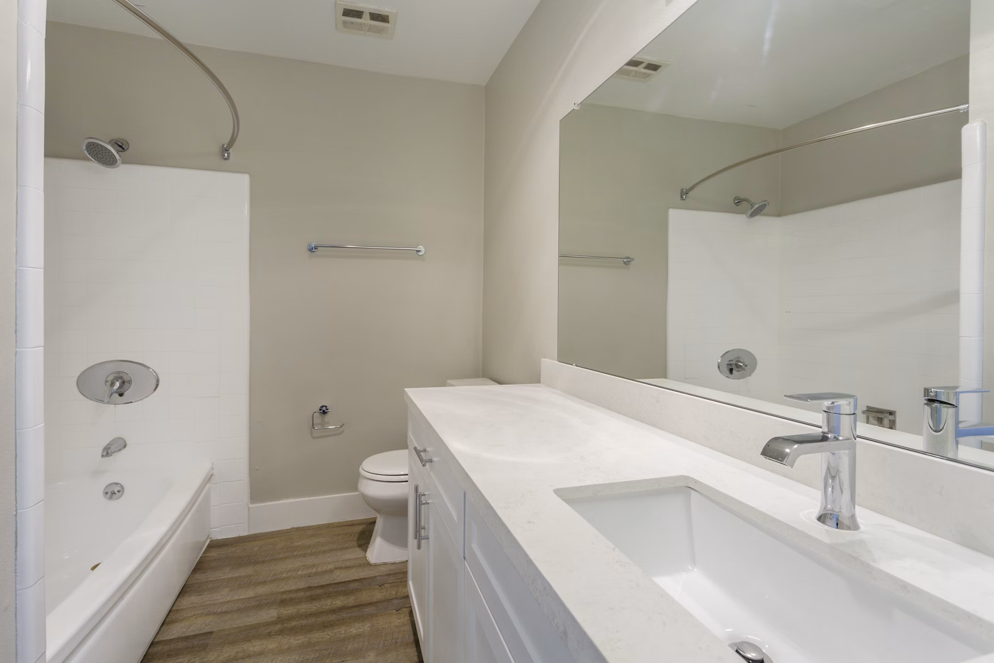 Modern bathroom with sleek fixtures at 1200 Riverside Apartments, a luxury living experience