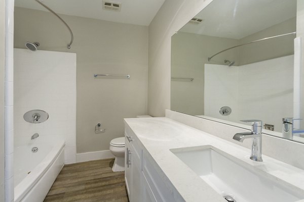 Modern bathroom with sleek fixtures at 1200 Riverside Apartments, a luxury living experience