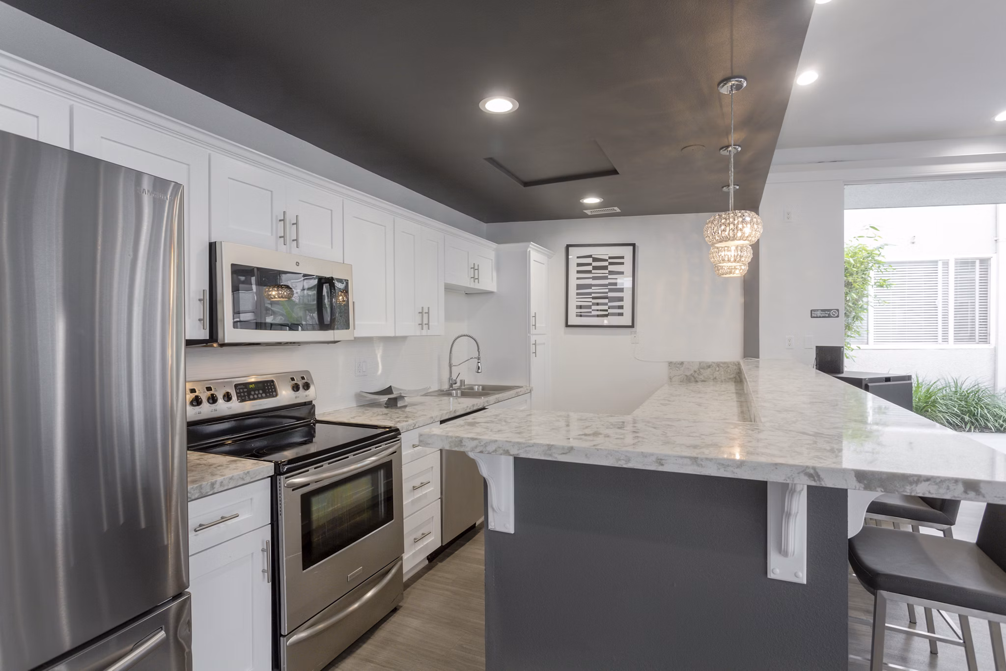 Clubhouse featuring modern design elements at 1200 Riverside Apartments