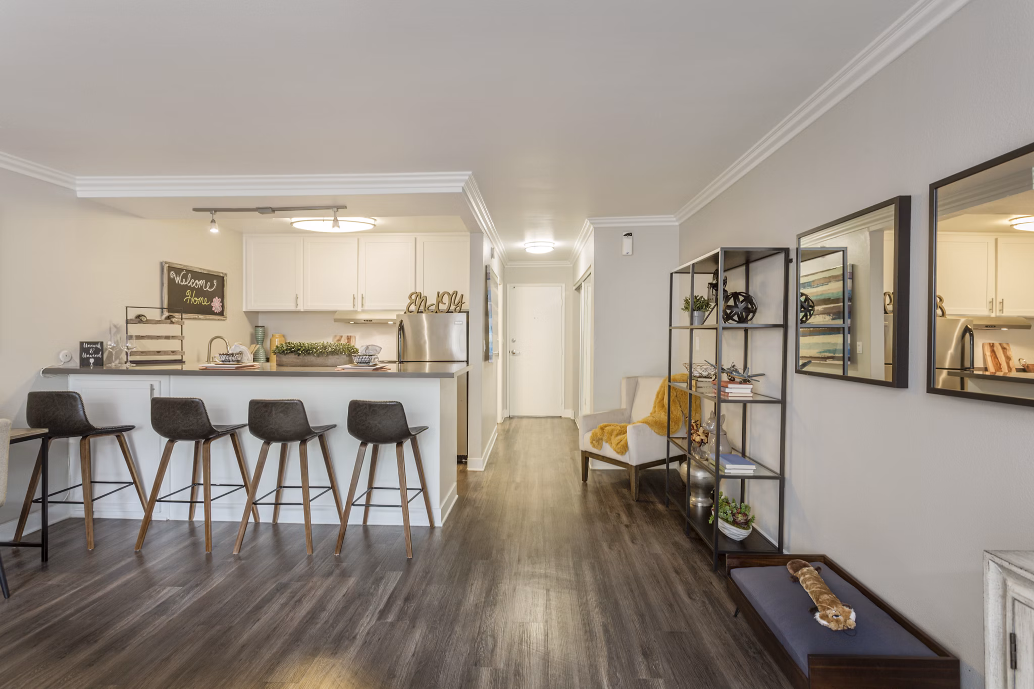 Spacious kitchen with stainless steel appliances in 1200 Riverside Apartments