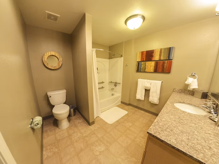 Bathroom featuring contemporary fixtures at The Windsor Apartments in a Greystar luxury community