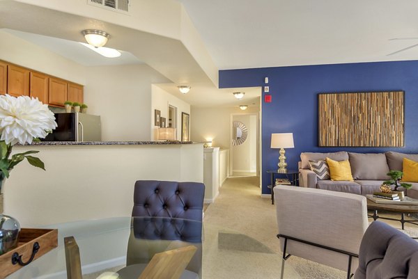 Dining room featuring modern furnishings at Montessa At Whitney Ranch Apartments