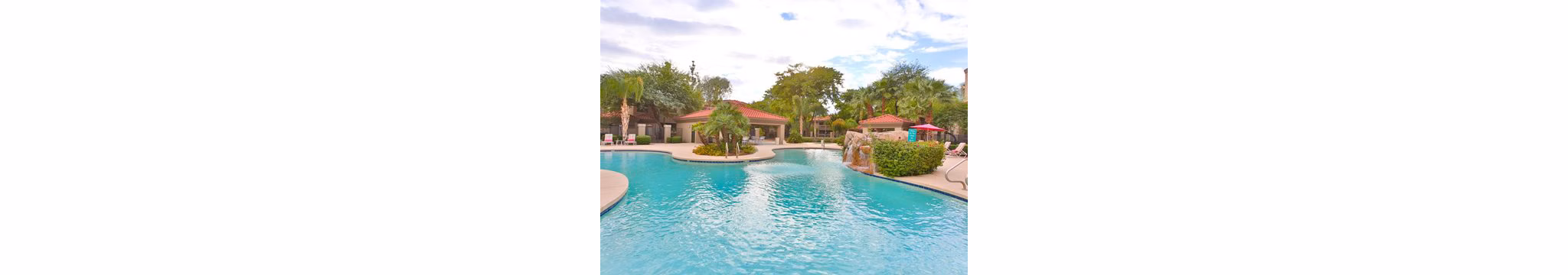 Resort-style pool with cabanas at San Cierra Apartments