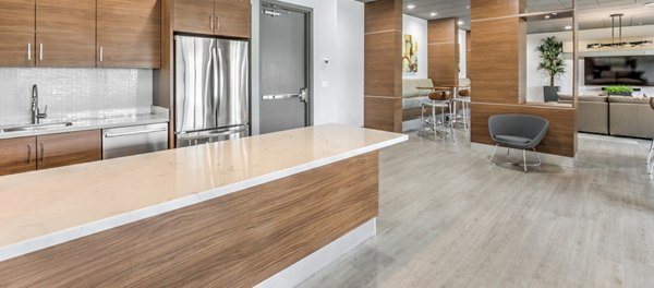 Clubhouse featuring stylish modern design at NoHo 14 Apartments, Los Angeles