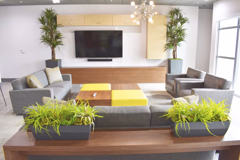 Spacious clubhouse with modern amenities at NoHo 14 Apartments, offering a luxurious gathering space in North Hollywood