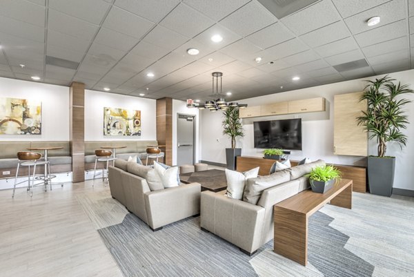 NoHo 14 Apartments: Sleek, modern clubhouse with stylish furnishings in North Hollywood
