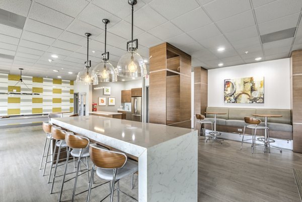 Stylish clubhouse with modern design at NoHo 14 Apartments, a luxury Greystar property in North Hollywood