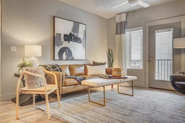 Spacious living room with luxury finishes in Bria Apartments