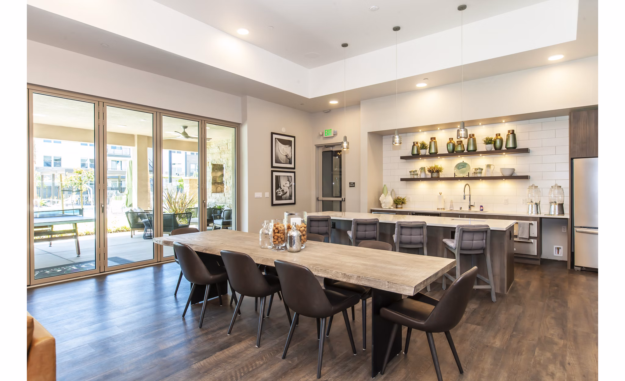 Clubhouse with modern design and comfortable seating at Adega Apartments, luxury community