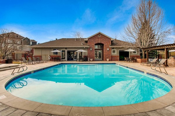 Resort-style pool at Mountain Gate Apartments offering scenic mountain views