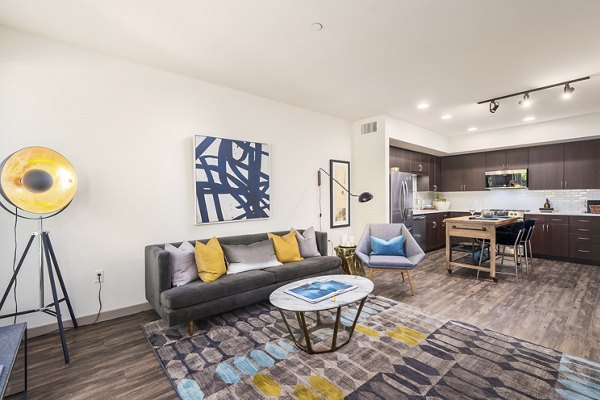 Modern living room with elegant furnishings in LINQ Midtown Apartments