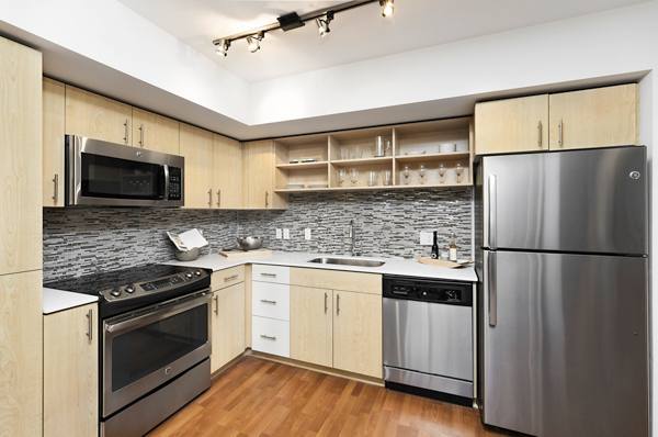 kitchen at Leva on Market Apartments