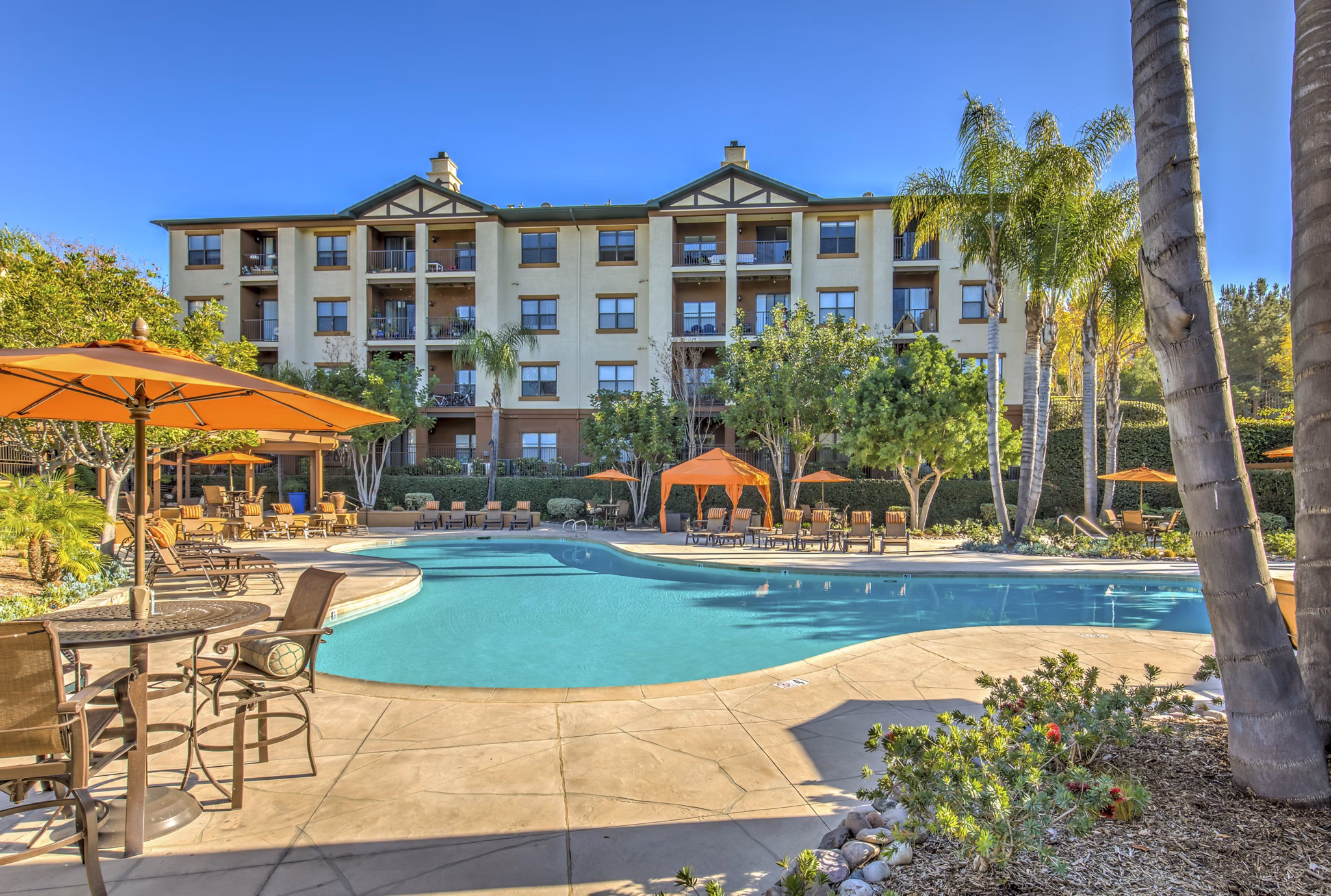 Resort-style swimming pool at Jefferson at Carmel Mountain Ranch luxury apartments
