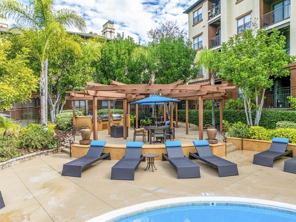 grill area/patio/pool at Jefferson at Carmel Mountain Ranch Apartments