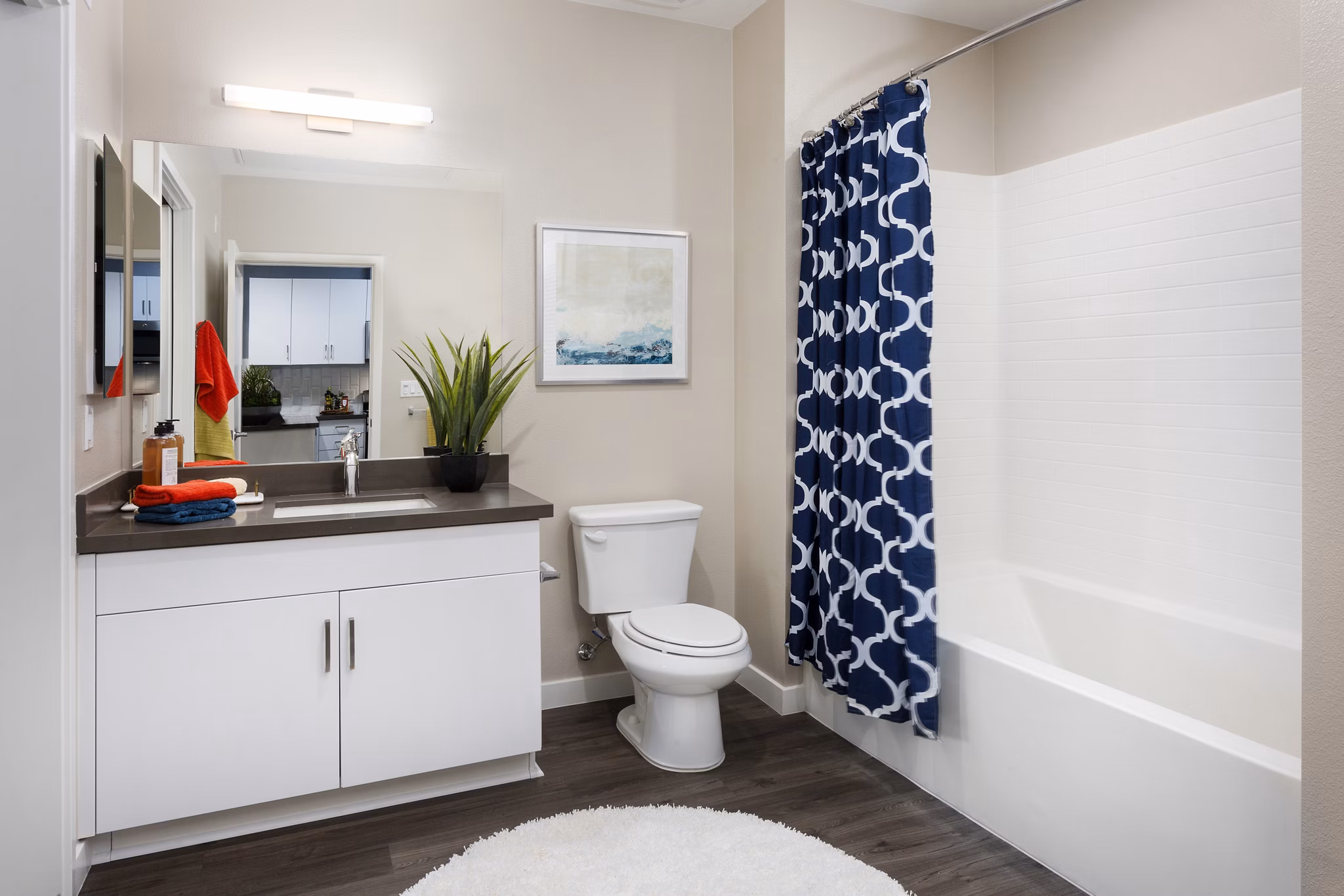 Modern bathroom with sleek fixtures at Aspect Apartments offering luxury living