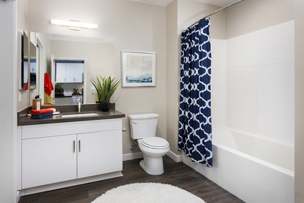 Modern bathroom with sleek fixtures at Aspect Apartments offering luxury living