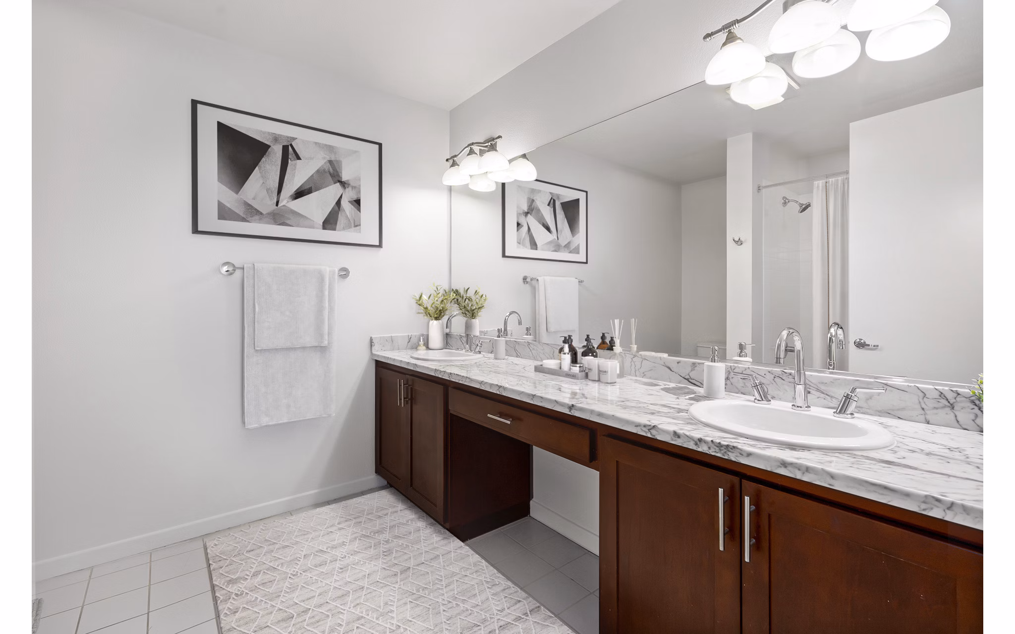 Bathroom featuring modern fixtures and sleek design at San Pedro Bank Lofts luxury apartments