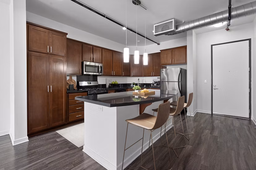 kitchen at San Pedro Bank Lofts Apartments 