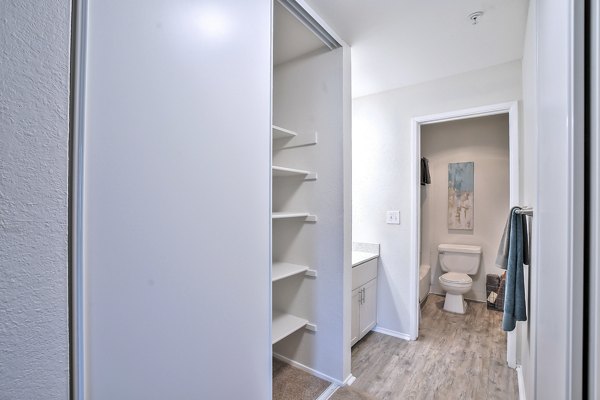 Modern bathroom with sleek finishes at Alvista at the Bridge Apartments