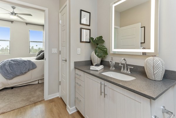 Modern bathroom with stylish fixtures at Summit at San Marcos Apartments