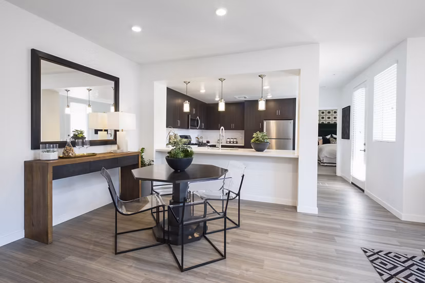 Dining area with modern furnishings at Boardwalk at Millenia Apartments