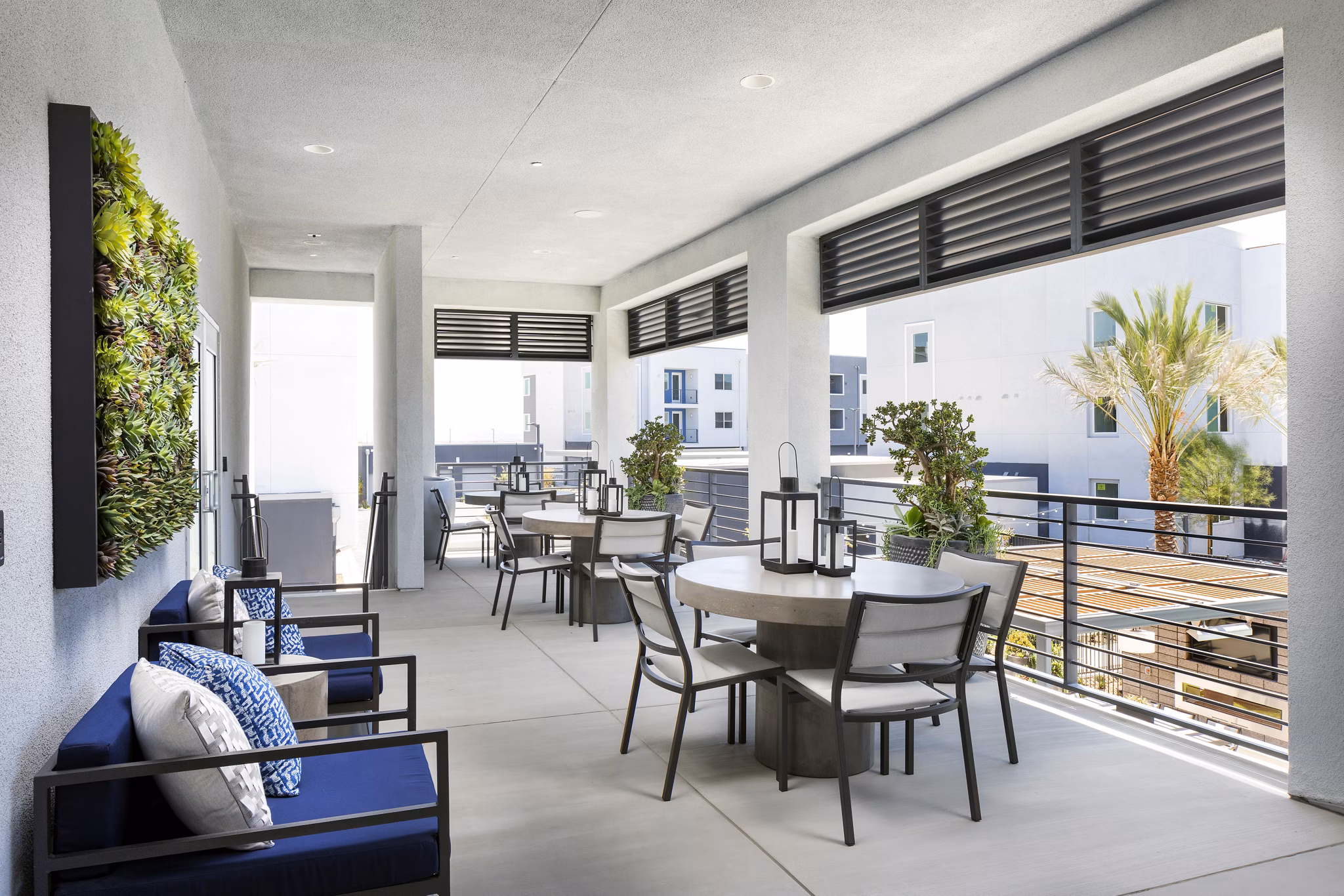 Scenic patio with stylish seating at Boardwalk at Millenia Apartments
