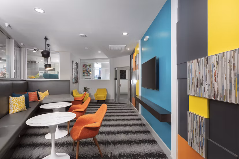 Clubhouse featuring modern decor and comfortable seating at Vaya Apartments