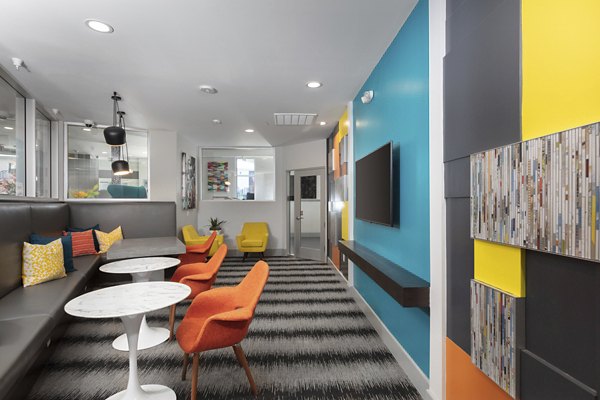 Clubhouse featuring modern decor and comfortable seating at Vaya Apartments