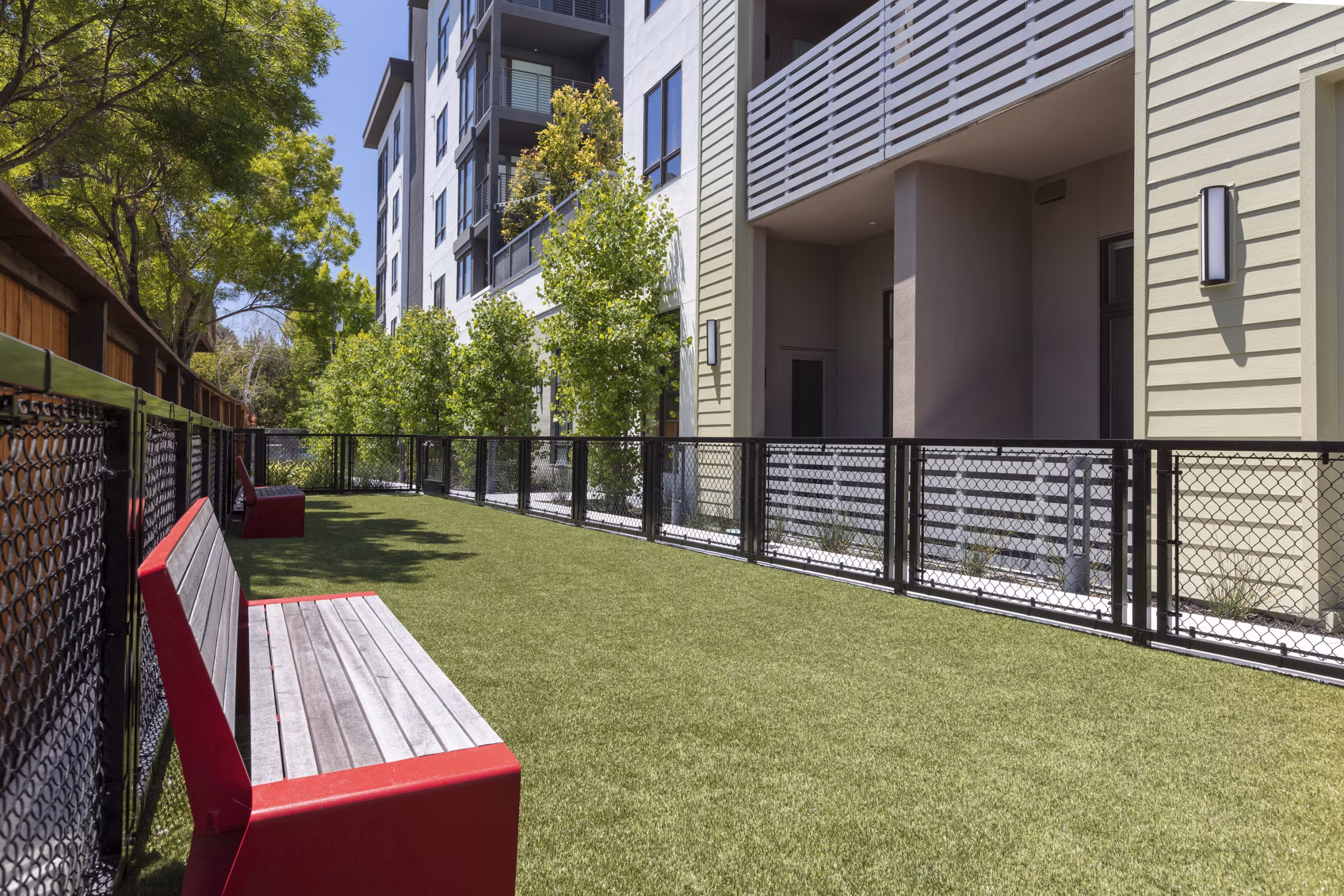 Dog park with agility equipment at Vaya Apartments, a Greystar luxury community