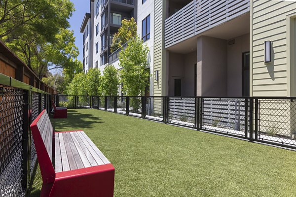 Dog park with agility equipment at Vaya Apartments, a Greystar luxury community