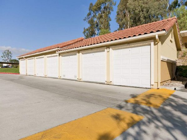 Spacious garage with storage at Overlook at Bernardo Heights Apartments
