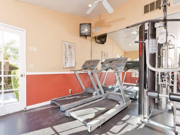 Fitness center with modern equipment at Overlook at Bernardo Heights Apartments