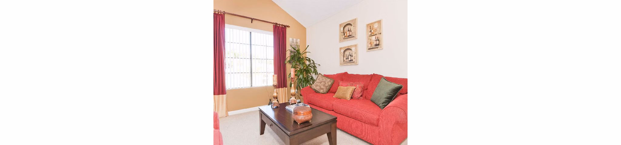 Spacious living room with mountain views in Overlook at Bernardo Heights Apartments