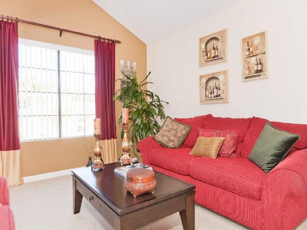 Spacious living room with mountain views in Overlook at Bernardo Heights Apartments