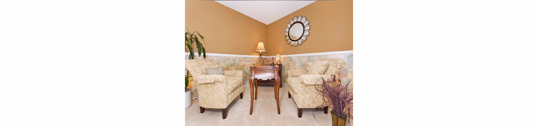 Spacious living room with modern decor at Overlook at Bernardo Heights Apartments in San Diego
