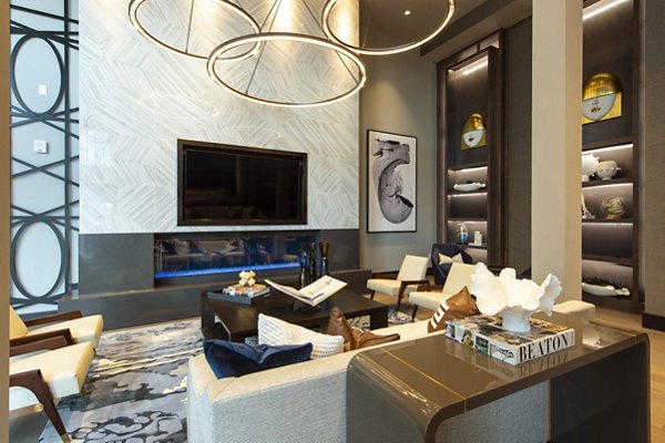 Clubhouse featuring stylish decor and ample seating in Ellison Heights Apartments
