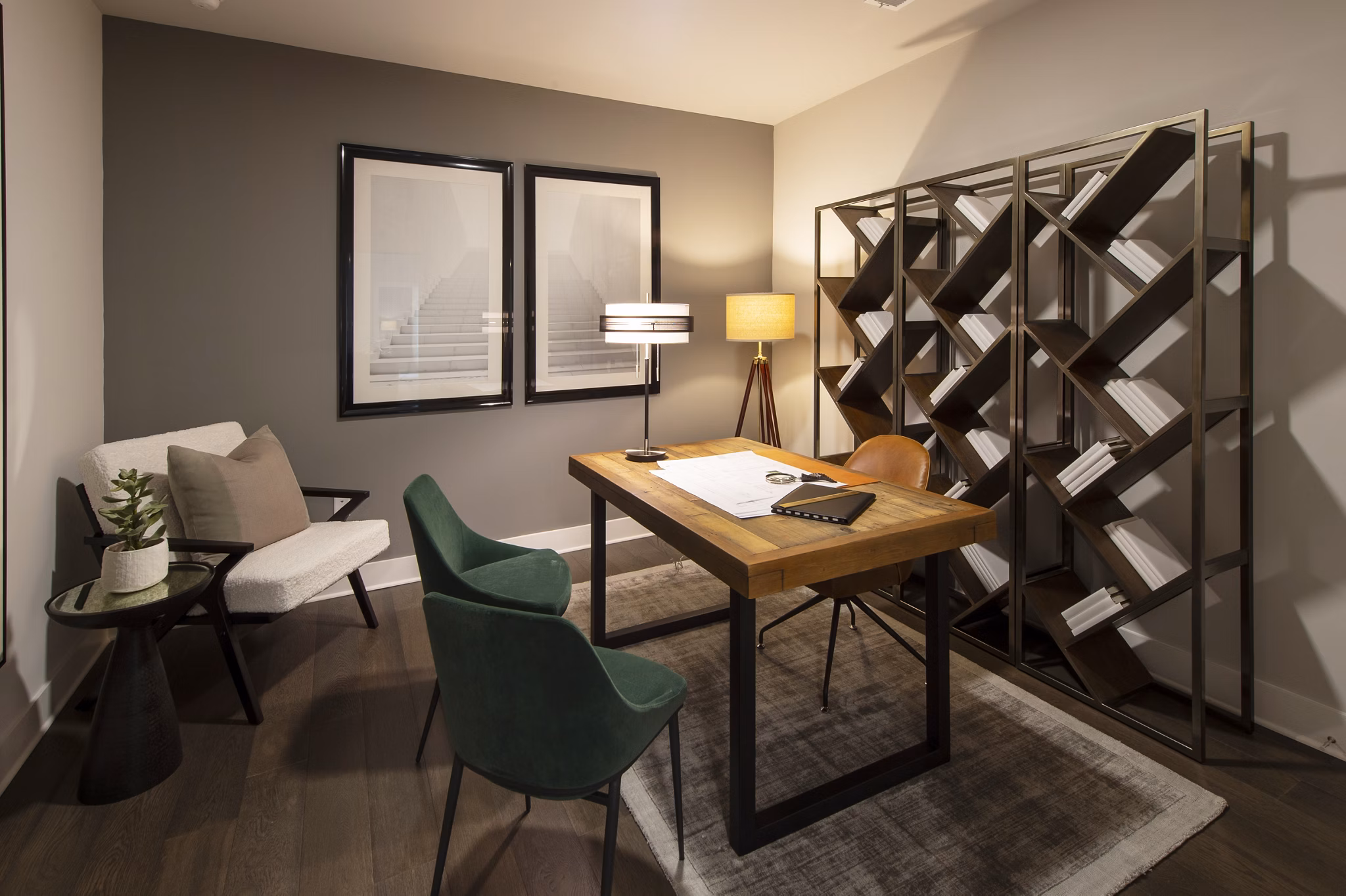 Modern kitchen with stainless steel appliances in Ellison Heights Apartments
