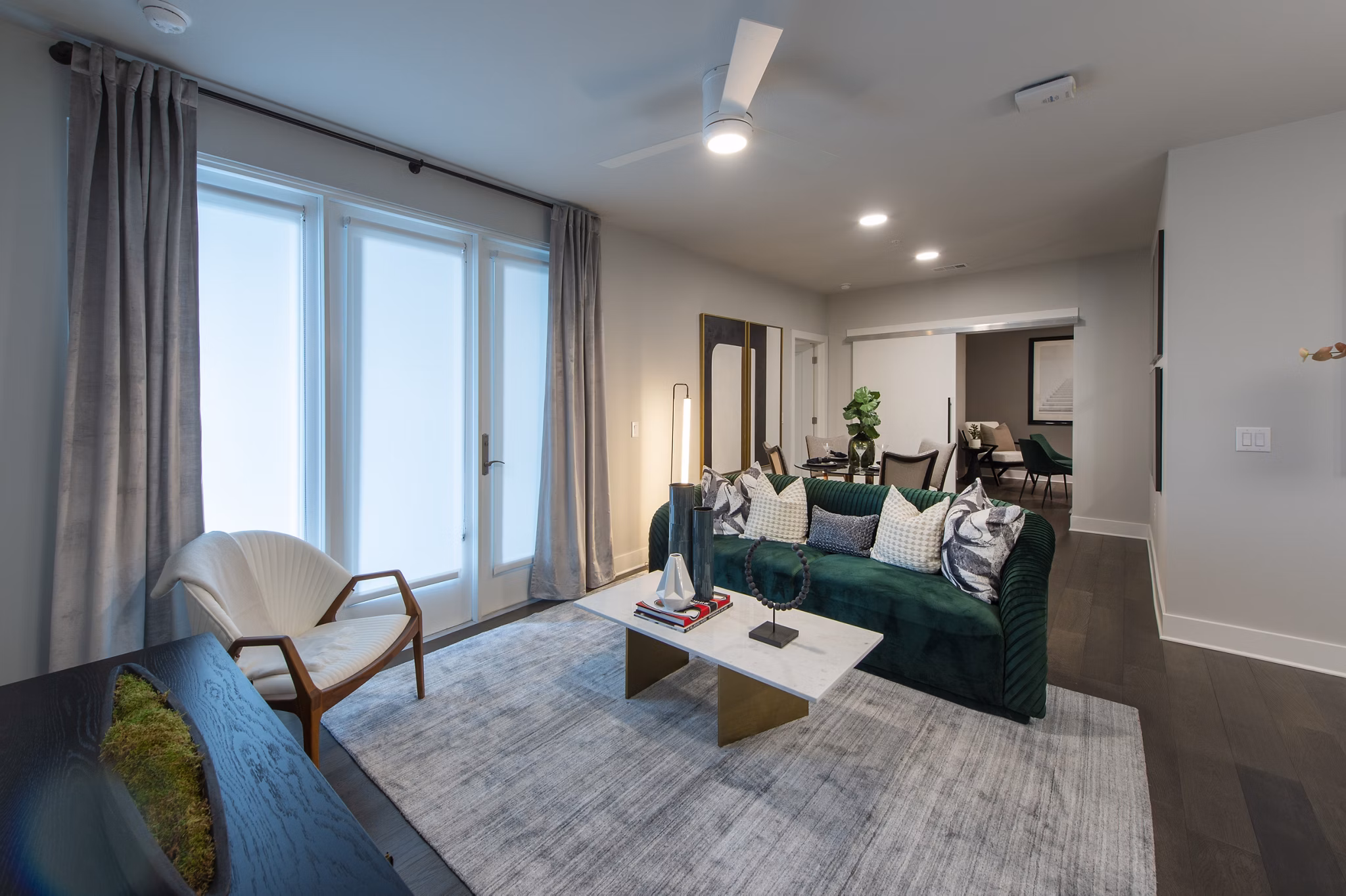 Elegant living room with modern decor at Ellison Heights Apartments