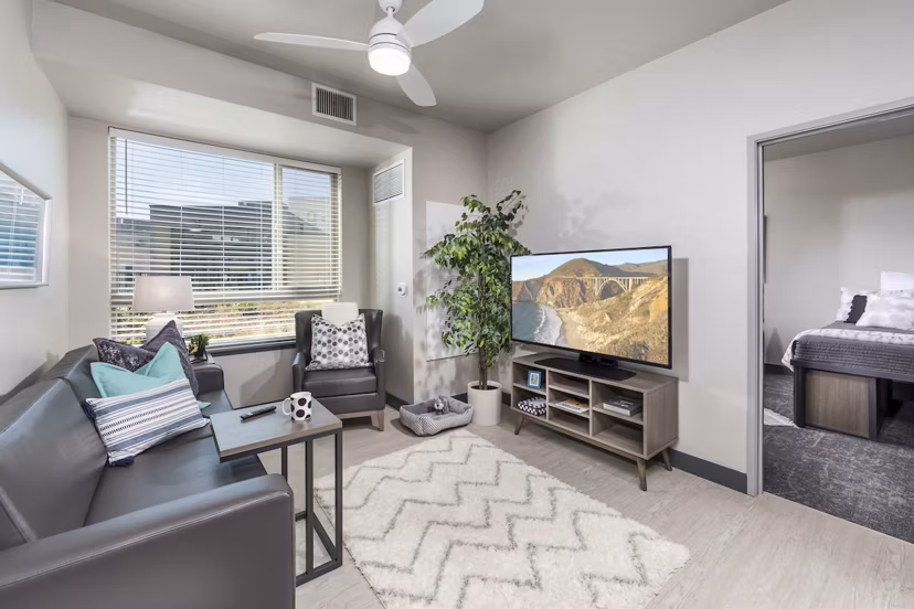 Spacious living room with modern decor at Hornet Commons Apartments, offering luxurious living spaces and amenities for a premium lifestyle