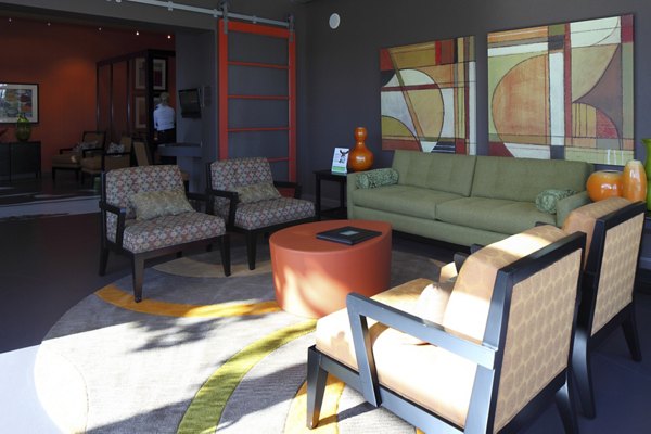 Clubhouse with modern design elements at Museum Park Apartments in a prime urban location