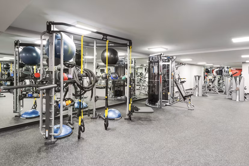 Fitness center with state-of-the-art equipment at One South Market Apartments