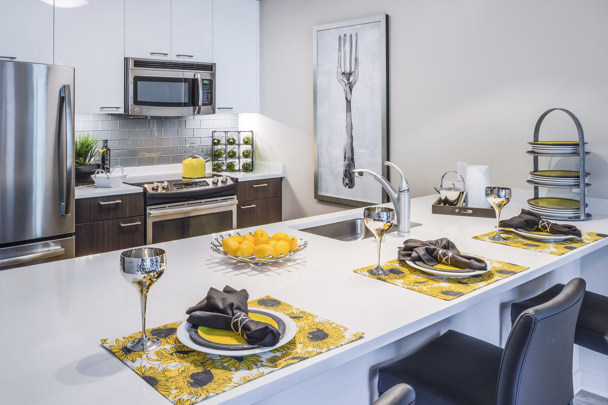 kitchen at One South Market Apartments