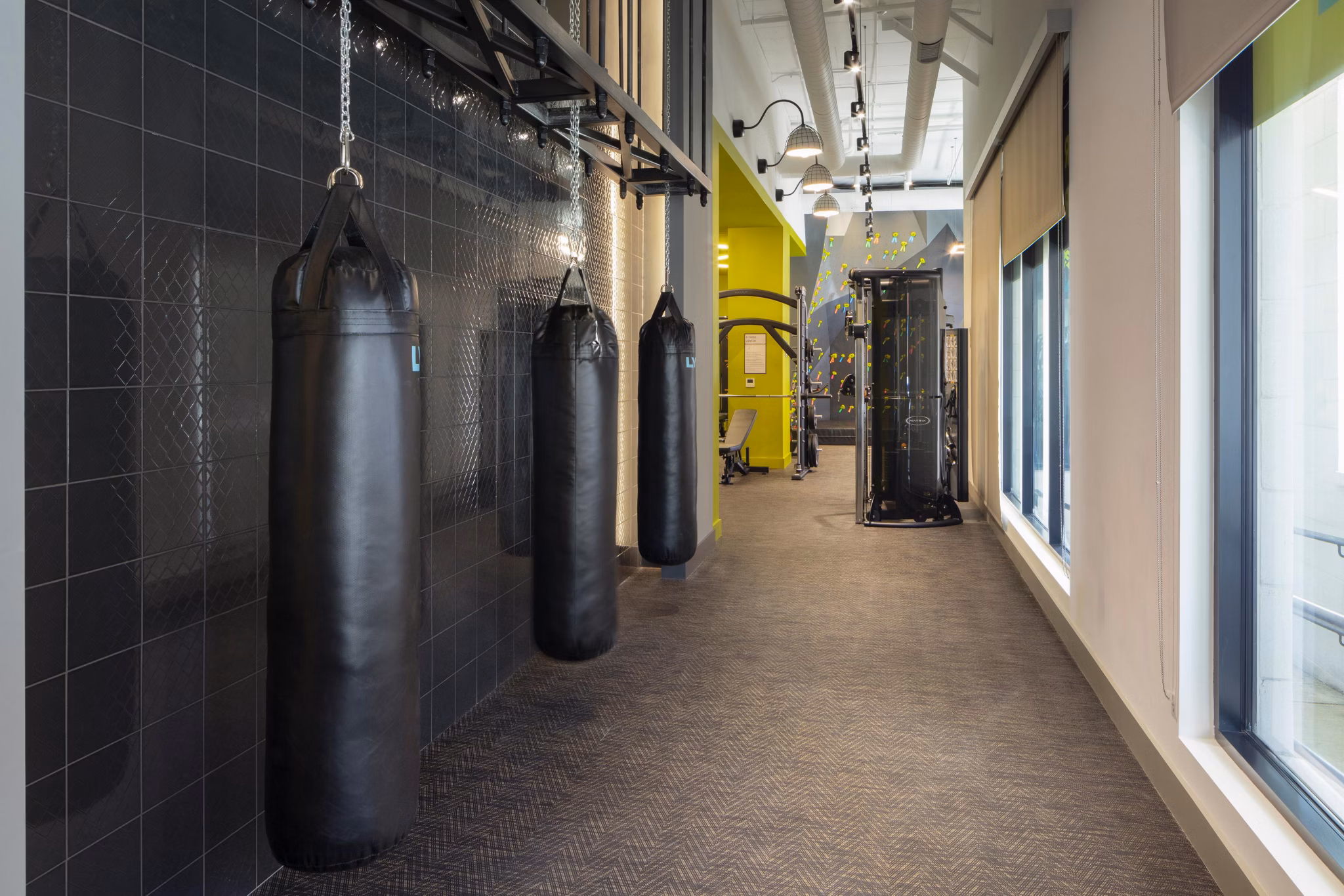 State-of-the-art fitness center featuring modern equipment at Caldwell Apartments