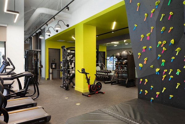 spin studio/climbing wall at Caldwell Apartments