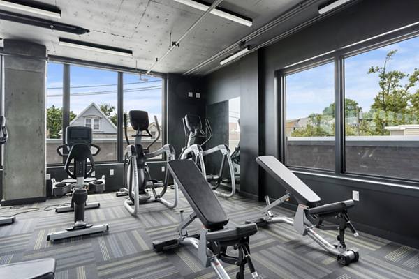 fitness center at Bay One Apartments