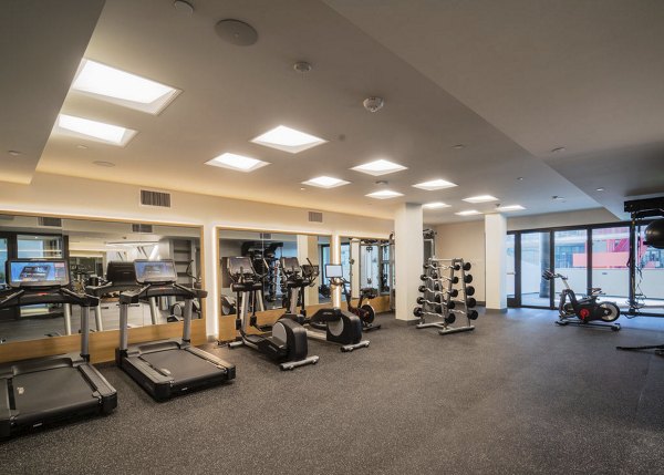 State-of-the-art fitness center with modern equipment at The Upper Ivy Apartments