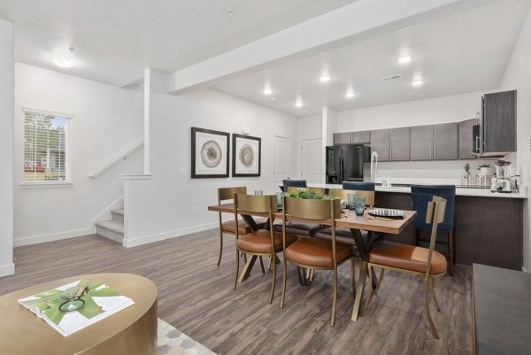 Dining area with modern furnishings at Haven Dell Apartments